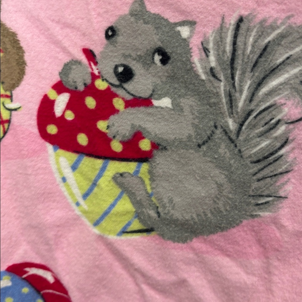 Nick & Nora Rare Pink chipmunk print flannel pajamas x large - Picture 3 of 11